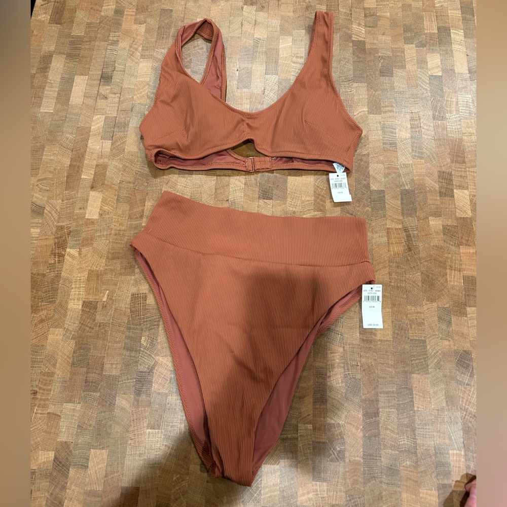 Aerie High-Waist Swimsuit Brown Size Medium NWT